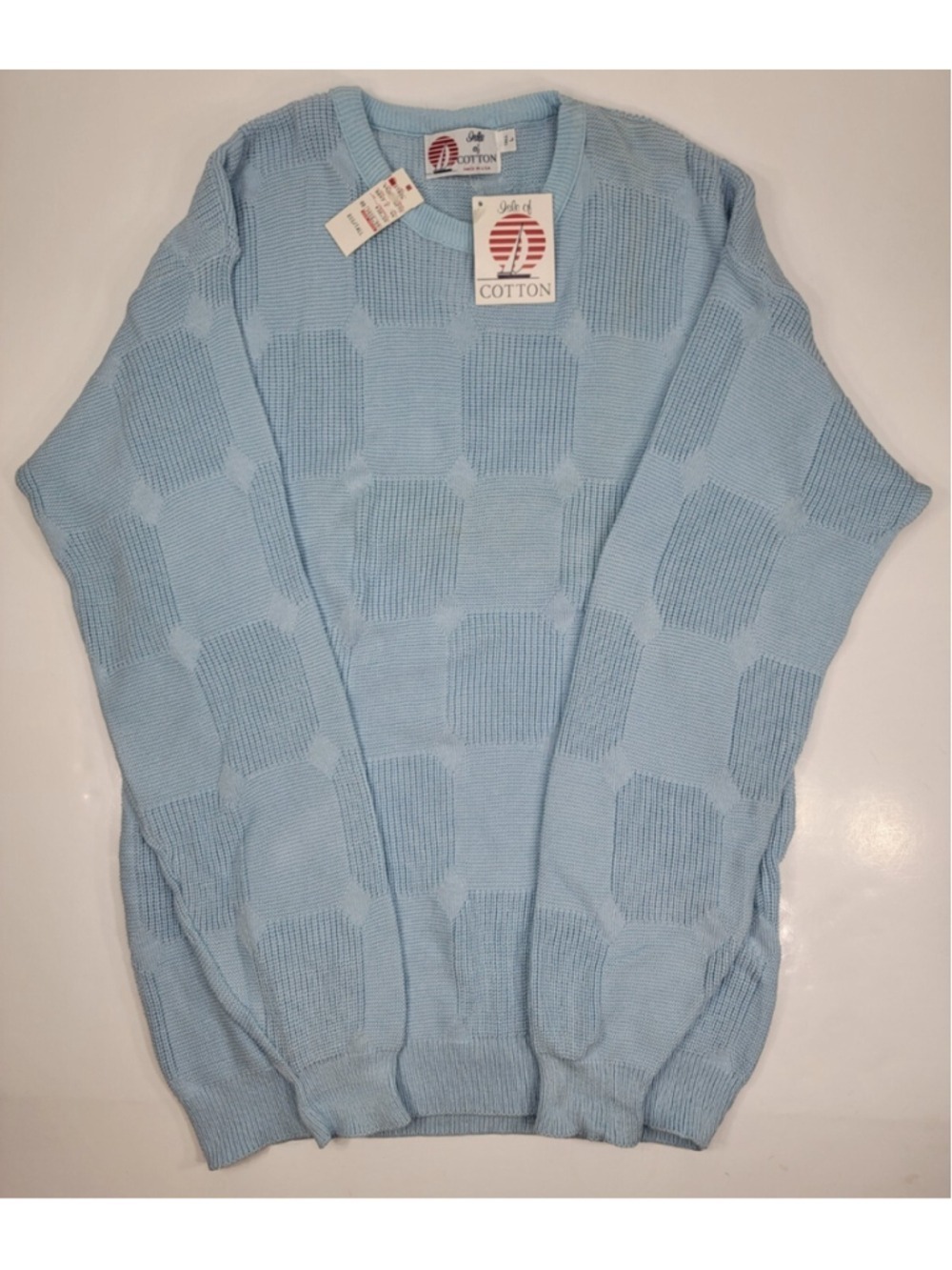 NEW VTG 90s Isle Of Cotton Mens Sweater Large Tall LT Knit USA Made Pullover NWT